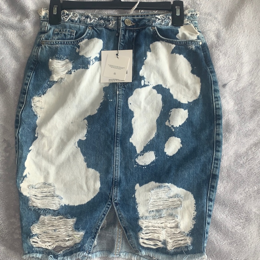 Missguided Distressed Denim Skirt